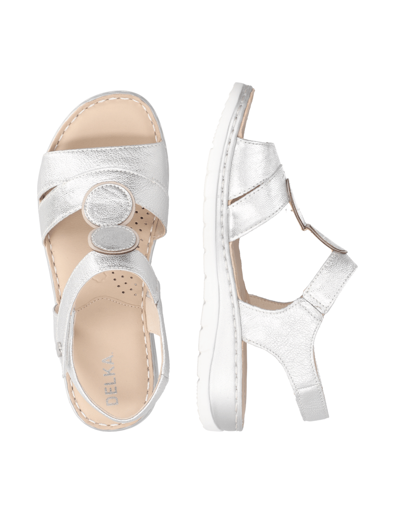 DELKA-hladká-kůže-sandály-stříbrná