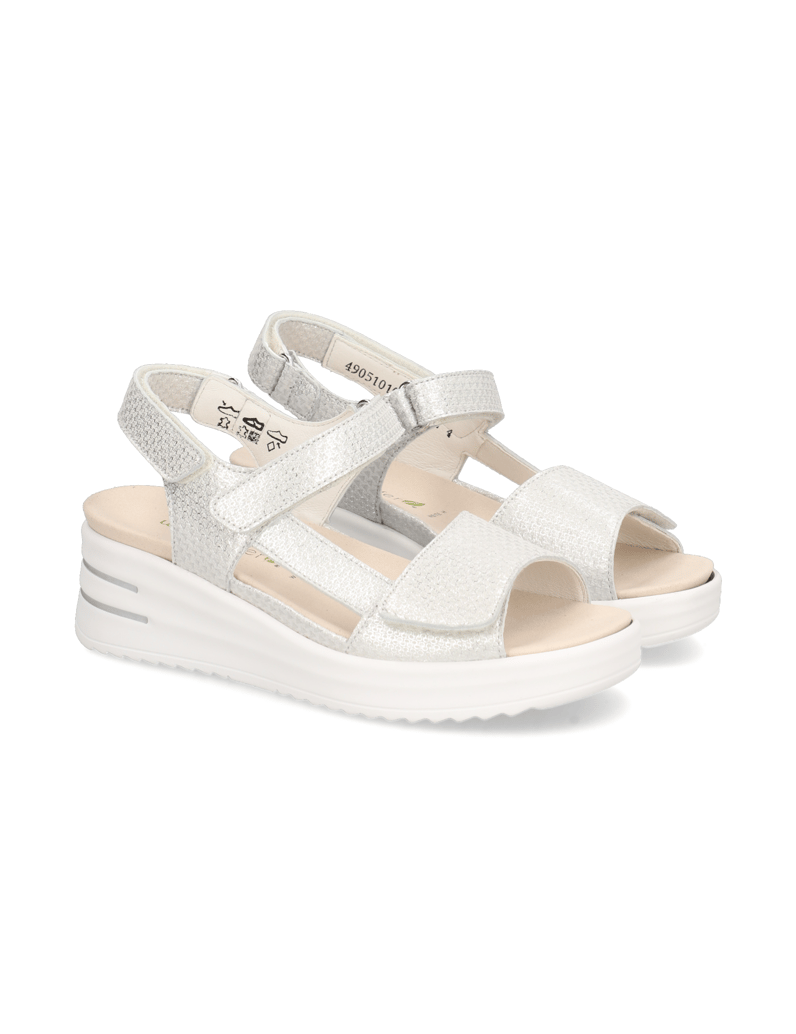 Waldläufer-sandály-na-klínku-stříbrná