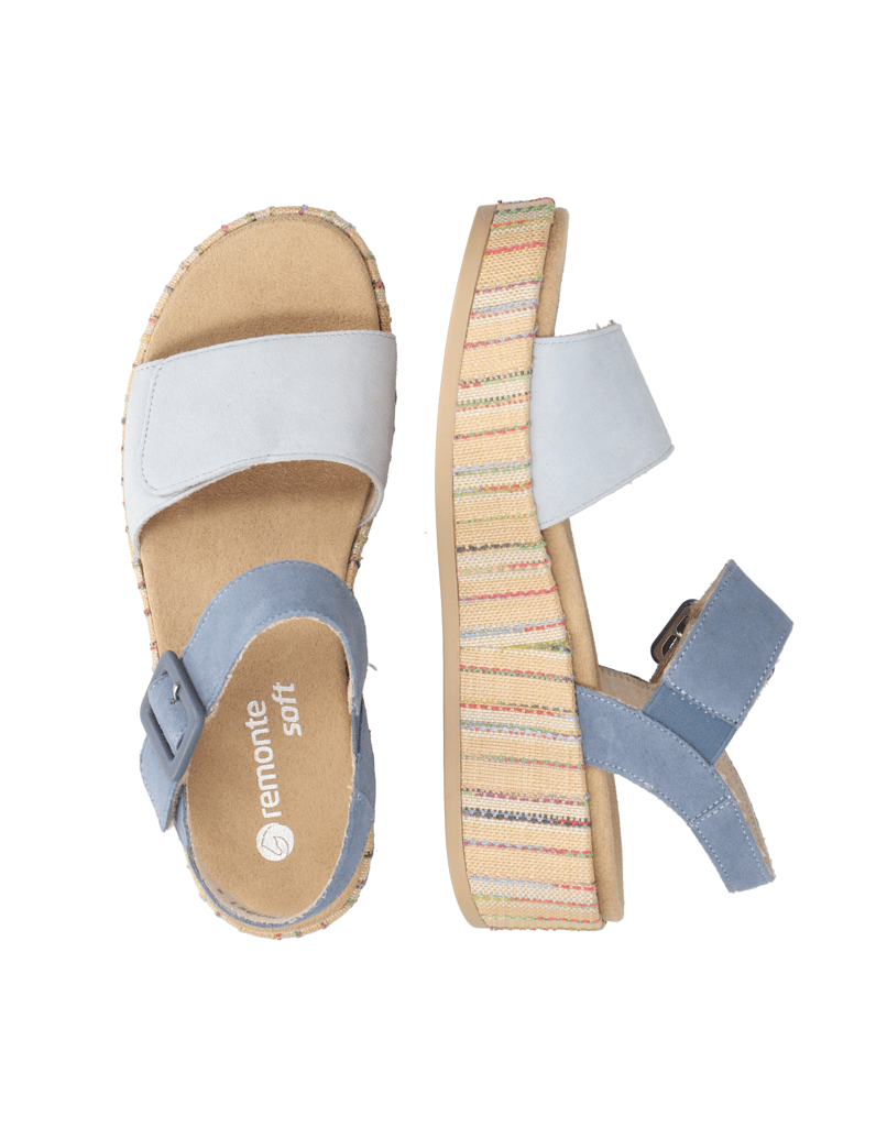 Remonte-Veloursleder-Keilsandale-blau