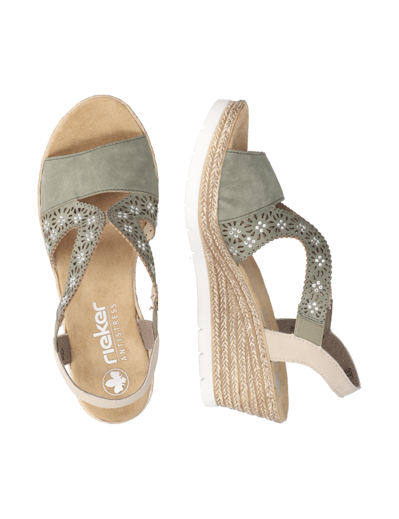 Rieker-imitácia-kože-sandále-na-klinovom-podpät-zelená