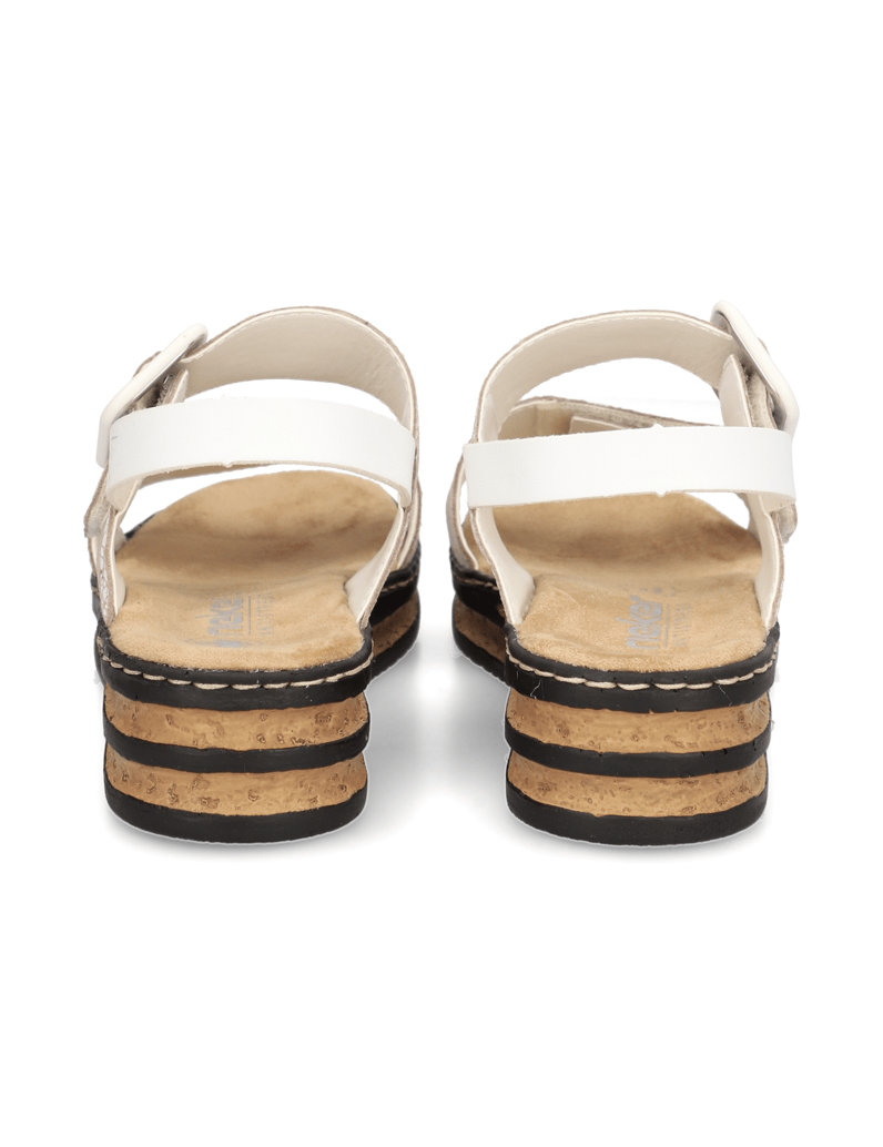 Rieker-hladká-kůže-sandály-bílá