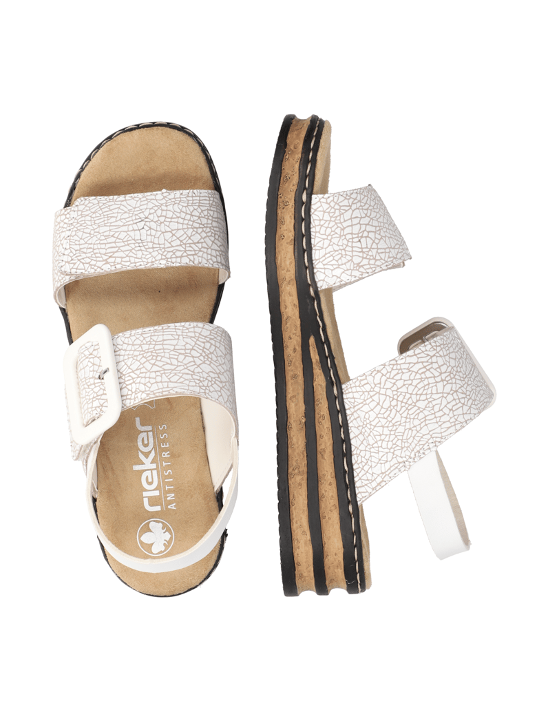 Rieker-hladká-kůže-sandály-bílá