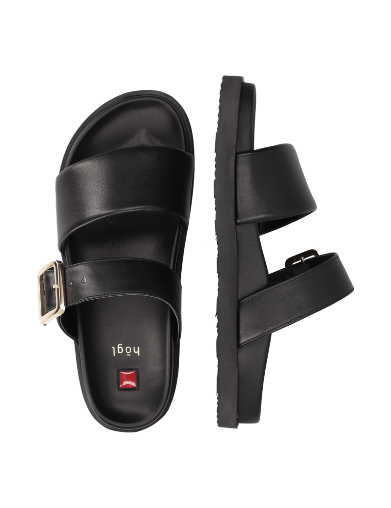 Högl-hladká-kůže-pantofle-černá