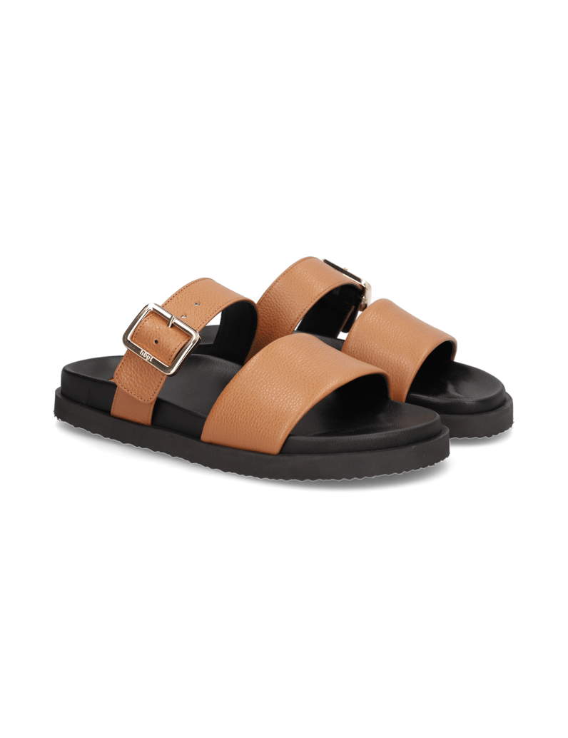 Högl-hladká-kůže-pantofle-černá