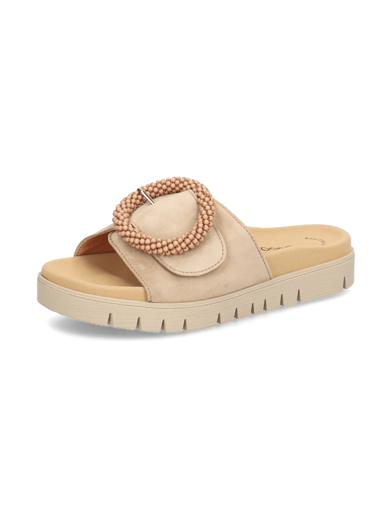 Gabor-Veloursleder-Pantoffel-beige