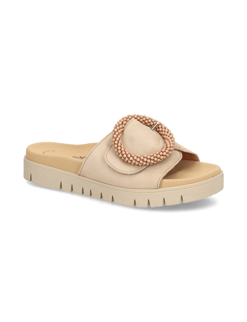 Gabor-Veloursleder-Pantoffel-beige
