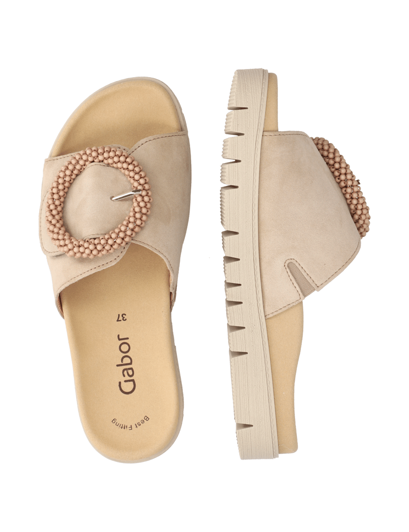 Gabor-Veloursleder-Pantoffel-beige