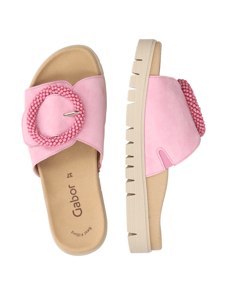 Gabor-Veloursleder-Pantoffel-beige