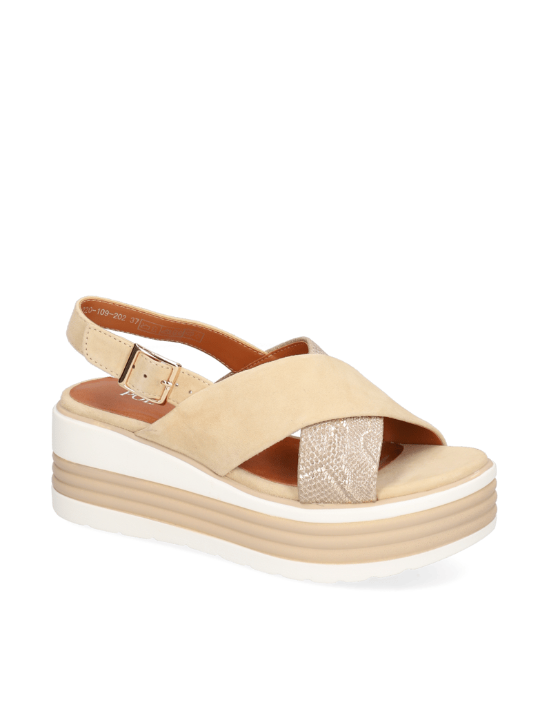 POE-Lederkombination-Keilsandale-šedá