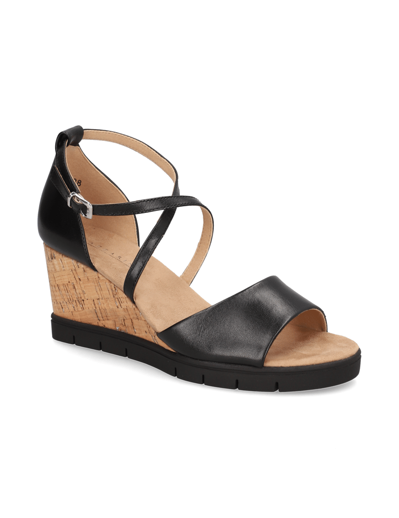 Lazzarini-Glattleder-Keilsandale-schwarz