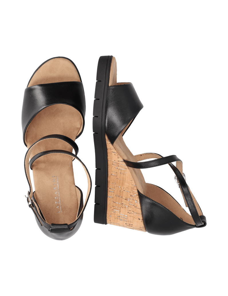 Lazzarini-Glattleder-Keilsandale-schwarz