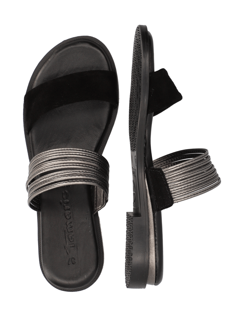 TAMARIS-Glattleder-Pantoffel-grau