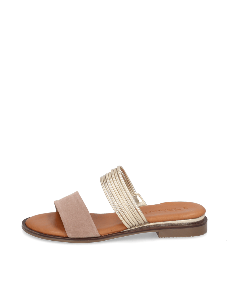 TAMARIS-Lederkombination-Pantoffel-grau