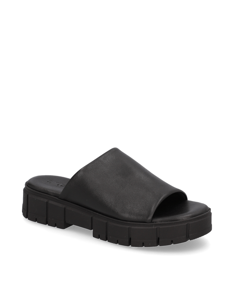 TAMARIS-Glattleder-Pantoffel-schwarz
