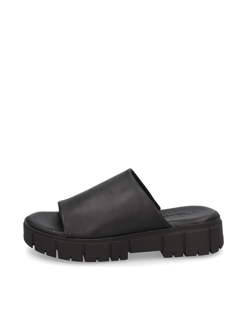 TAMARIS-Glattleder-Pantoffel-schwarz