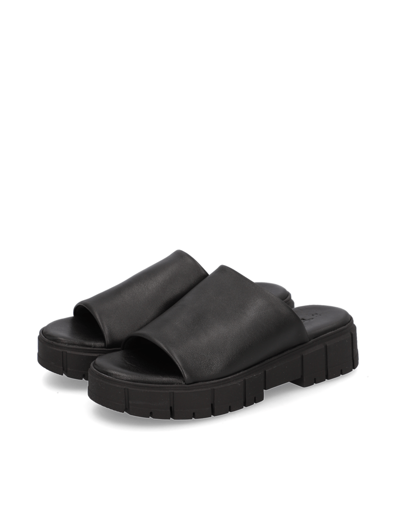 TAMARIS-Glattleder-Pantoffel-schwarz