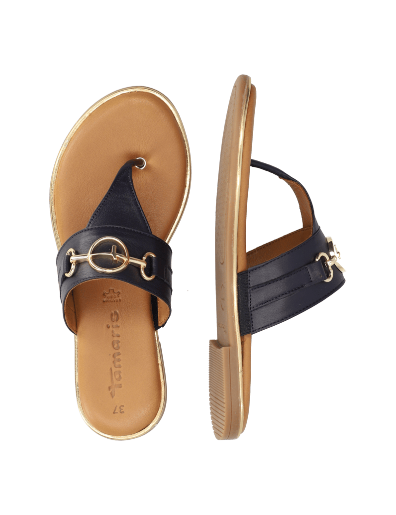 TAMARIS-hladká-kůže-žabky-modrá