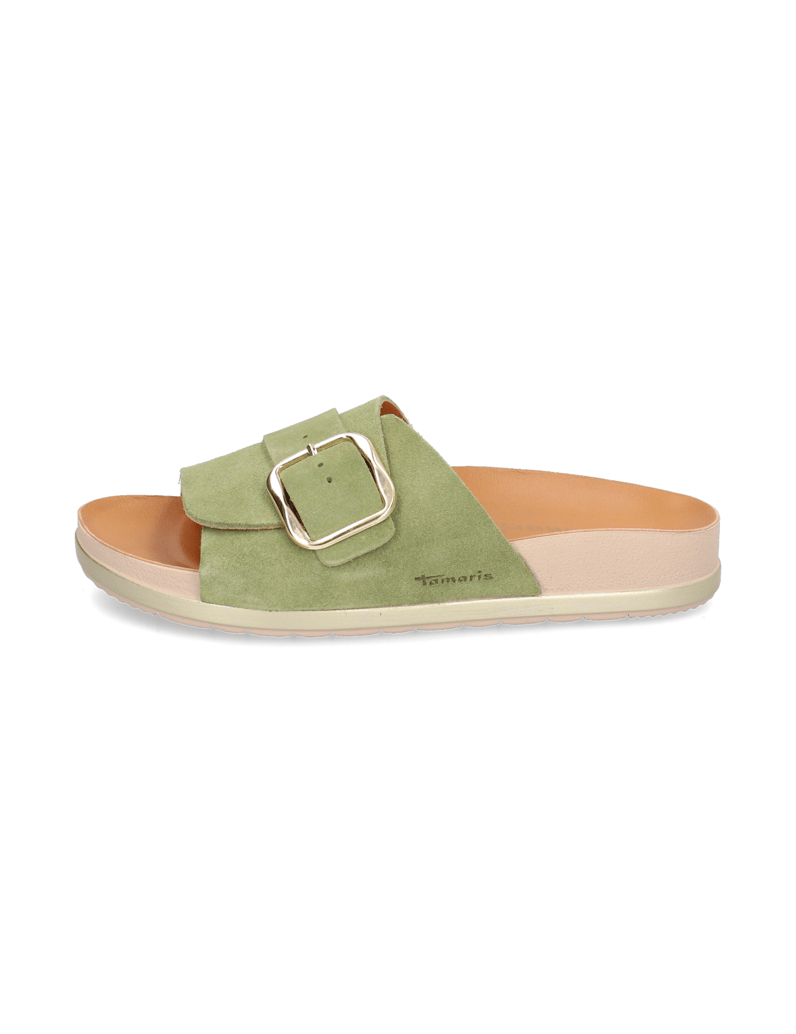 TAMARIS-Veloursleder-Pantoffel-grün