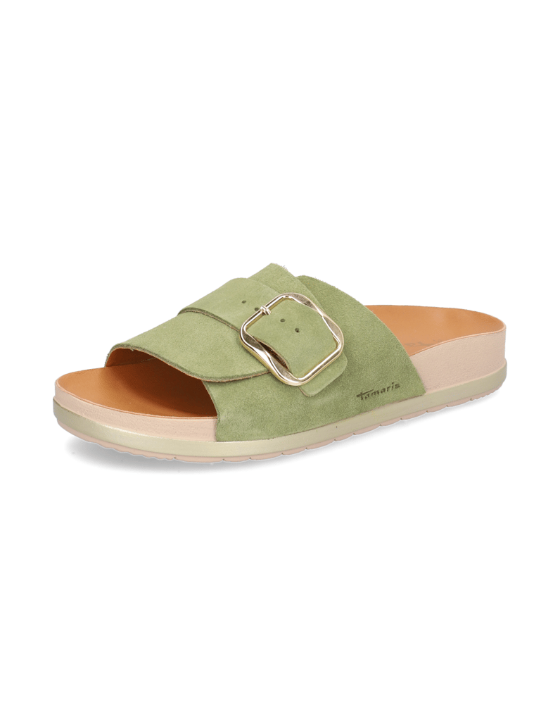 TAMARIS-Veloursleder-Pantoffel-grün