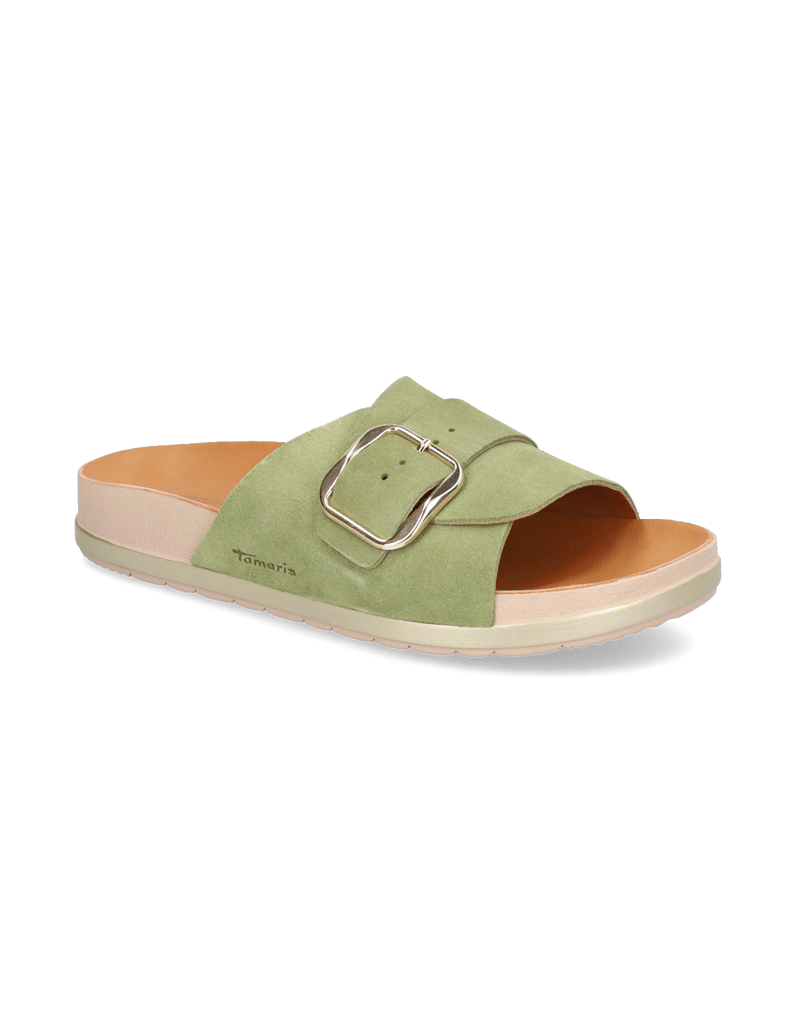 TAMARIS-Veloursleder-Pantoffel-grün