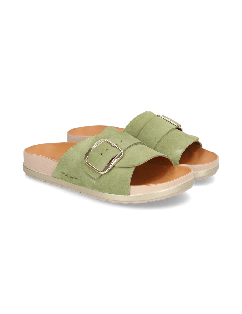 TAMARIS-Veloursleder-Pantoffel-grün