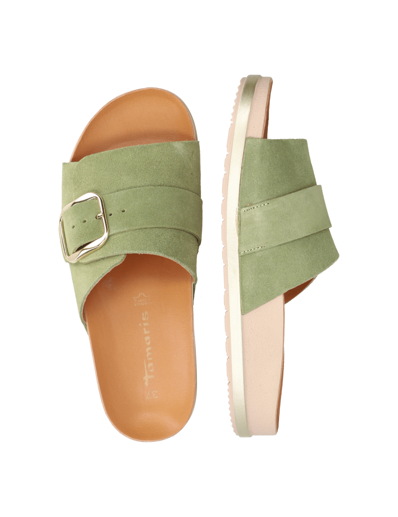 TAMARIS-Veloursleder-Pantoffel-grün