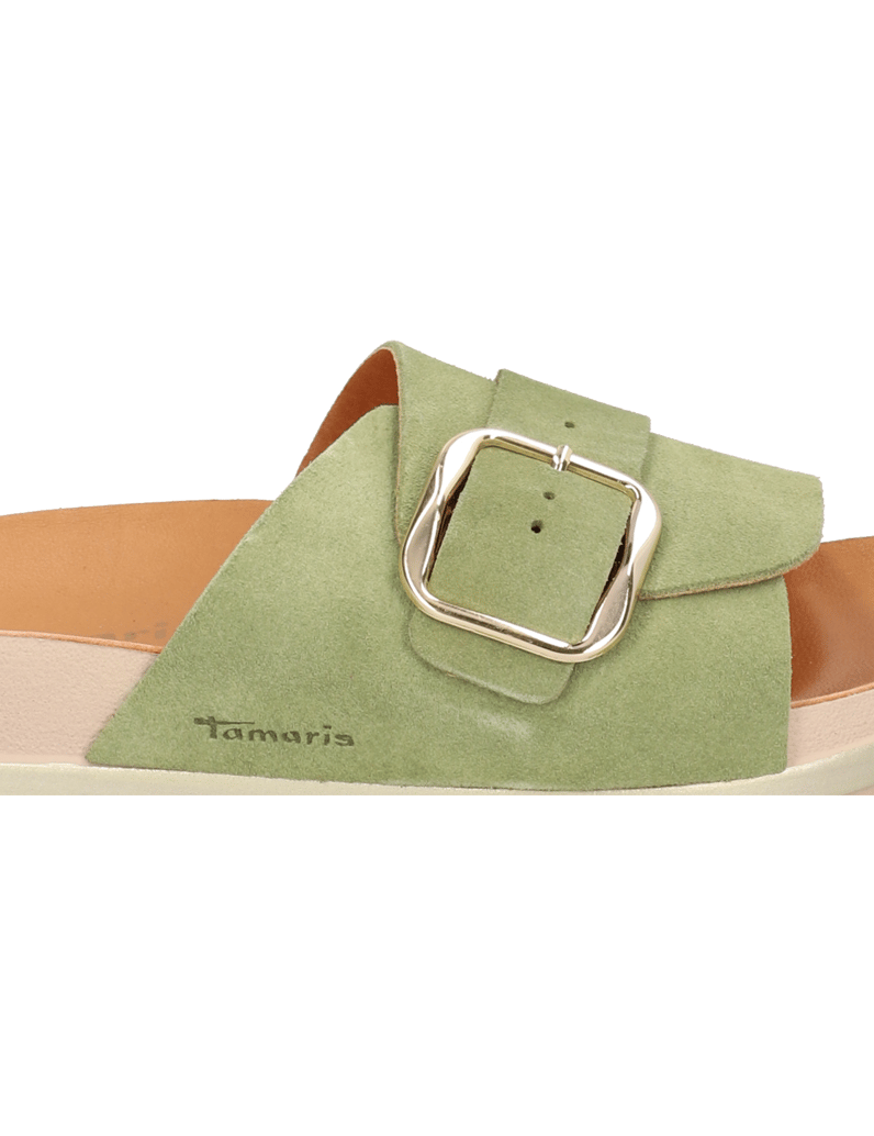 TAMARIS-Veloursleder-Pantoffel-grün