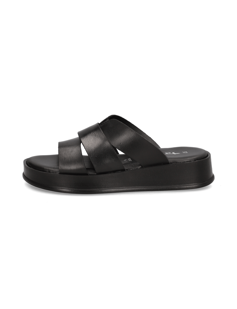 TAMARIS-hladká-kůže-pantofle-černá