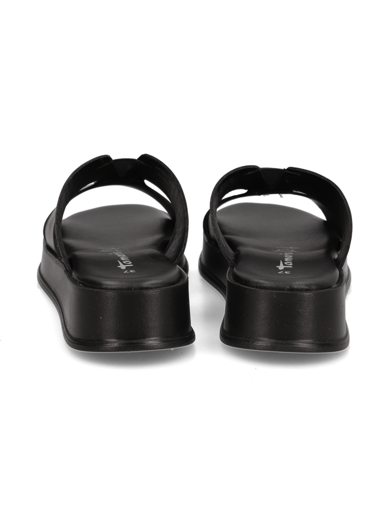 TAMARIS-hladká-kůže-pantofle-černá