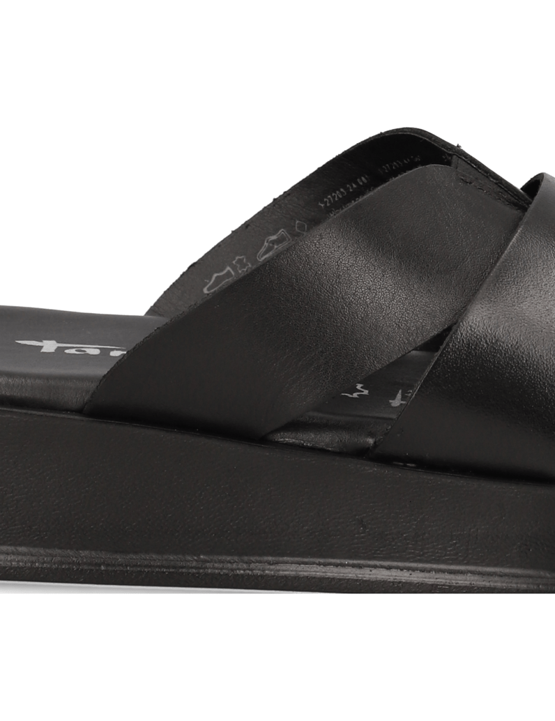 TAMARIS-hladká-kůže-pantofle-černá