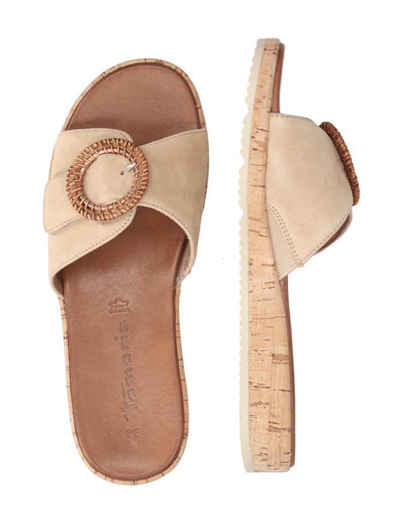 TAMARIS-velur-pantofle-béžová