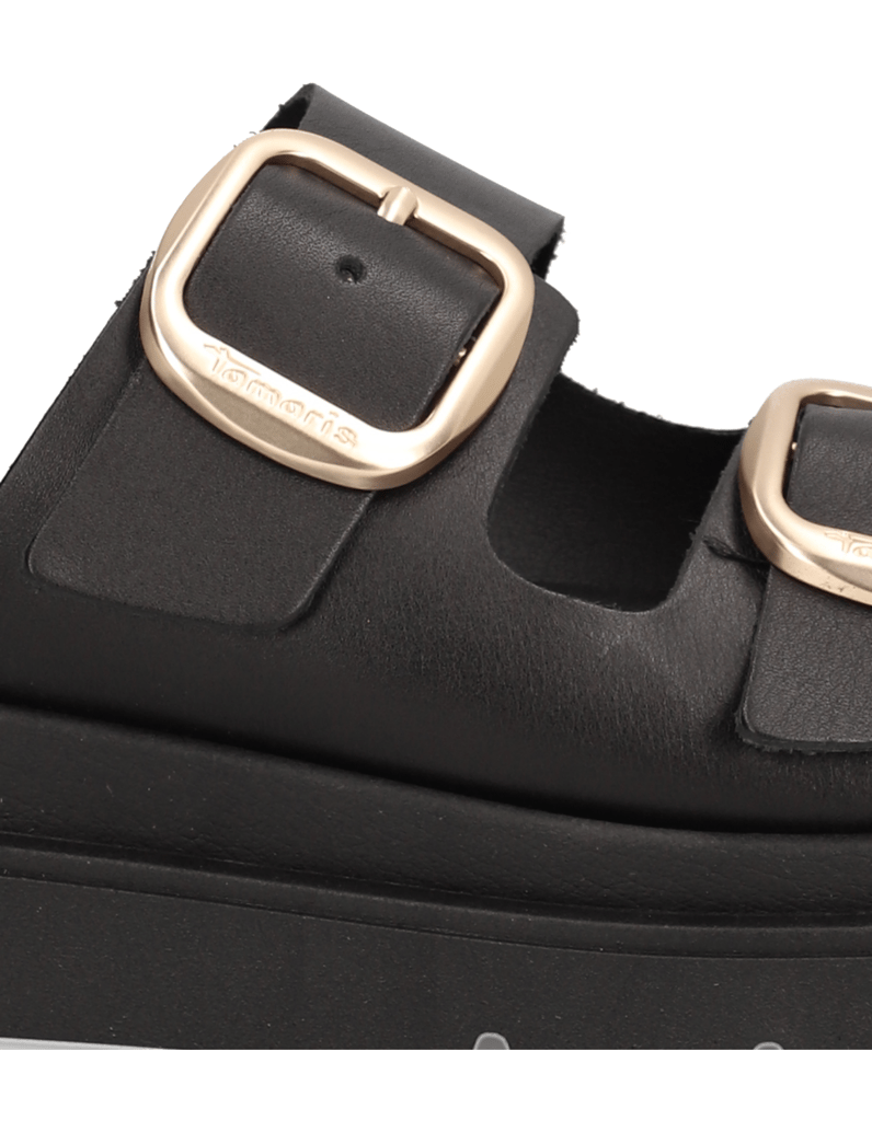 TAMARIS-hladká-kůže-pantofle-černá