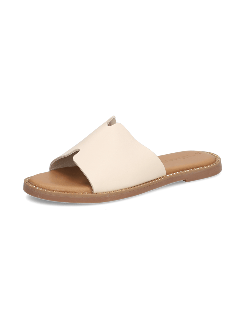 TAMARIS-hladká-kůže-pantofle-bílá