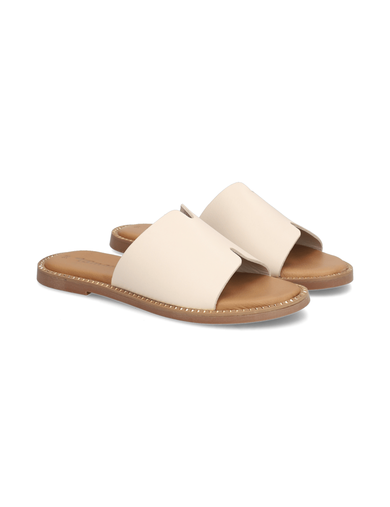 TAMARIS-hladká-kůže-pantofle-bílá