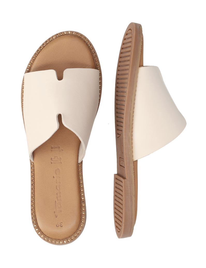 TAMARIS-hladká-kůže-pantofle-bílá