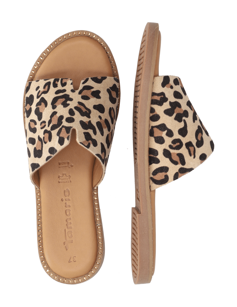 TAMARIS-Veloursleder-Pantoffel-beige