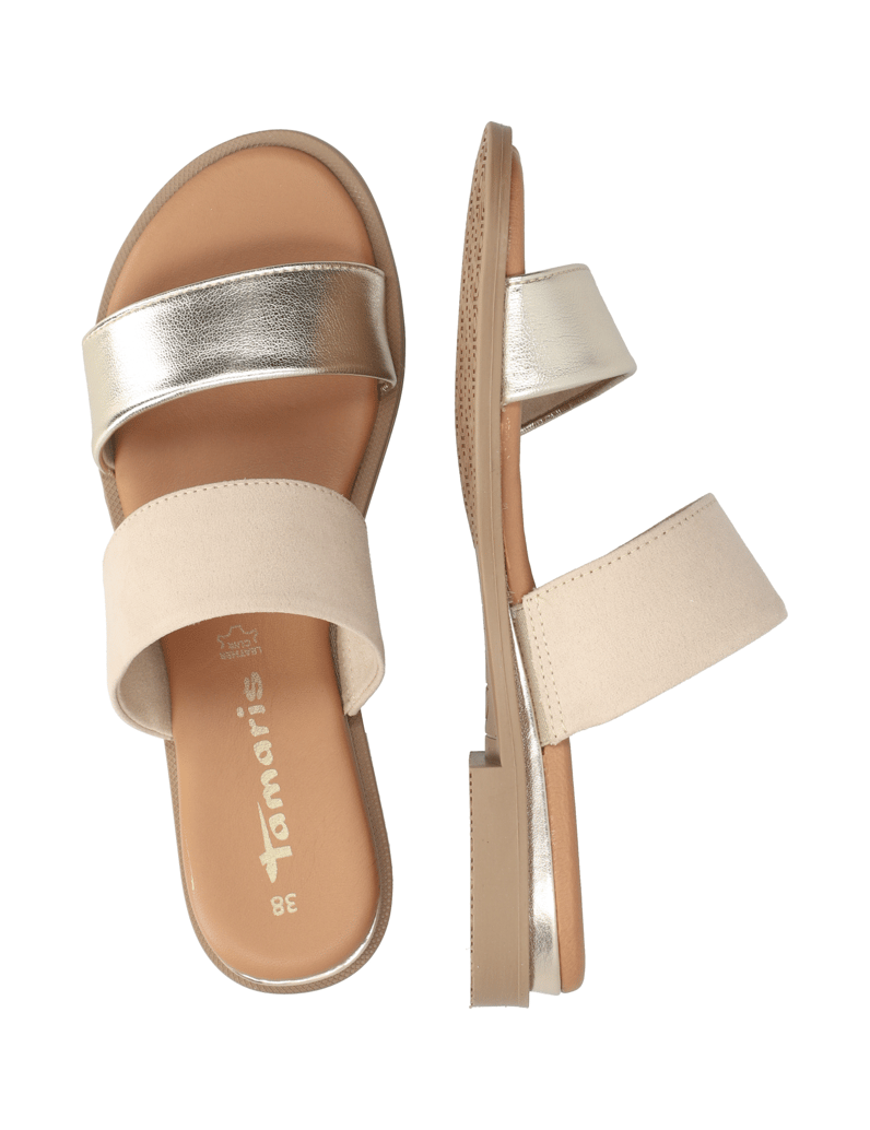 TAMARIS-kombinace-kůže-pantofle-béžová