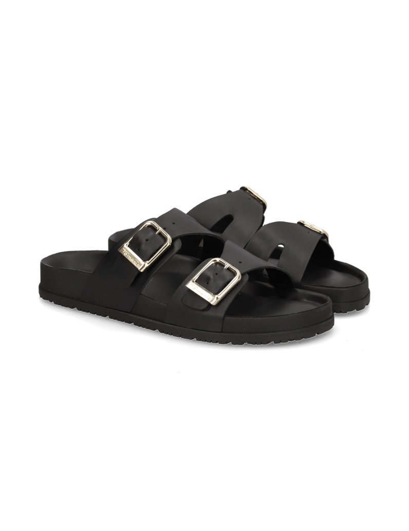 TAMARIS-hladká-kůže-pantofle-černá