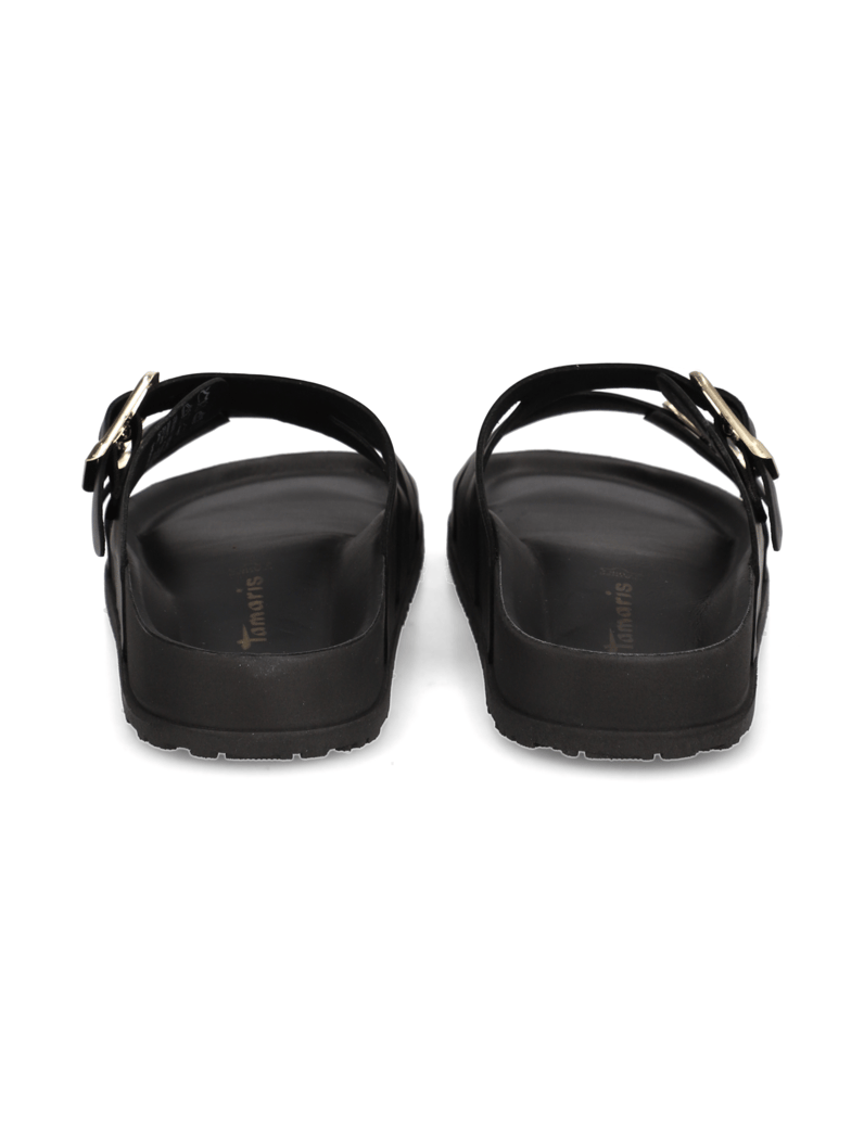 TAMARIS-hladká-kůže-pantofle-černá