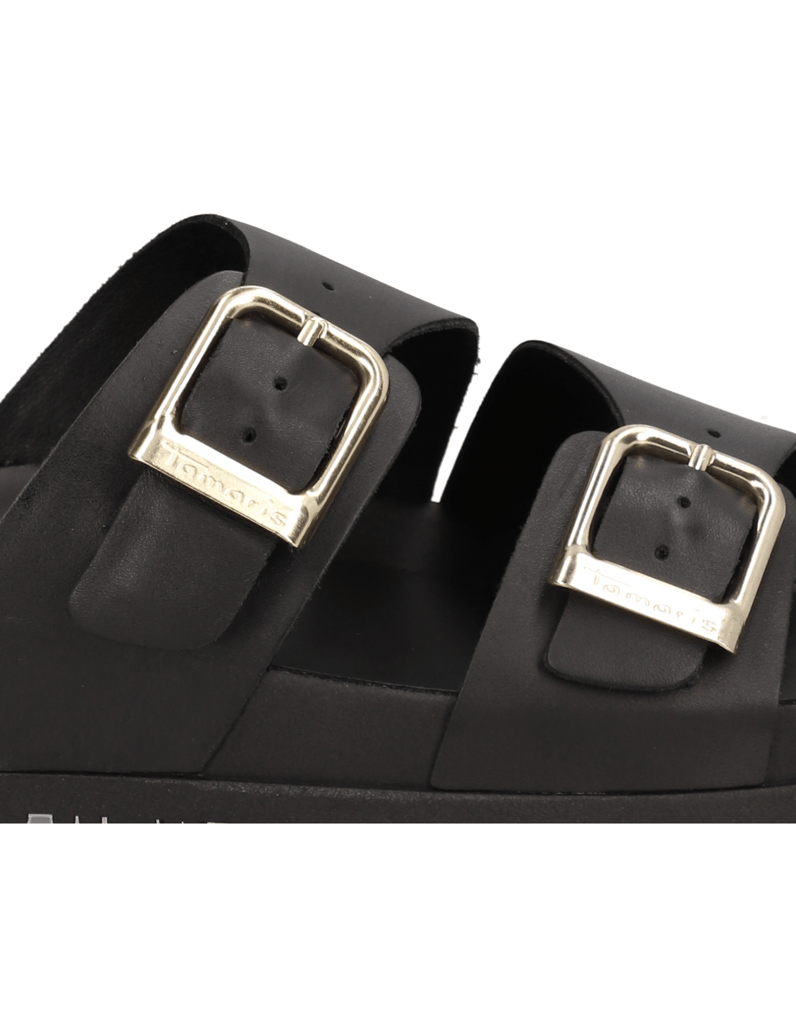 TAMARIS-hladká-kůže-pantofle-černá