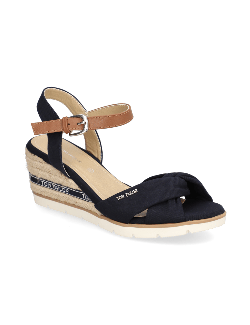 TOM TAILOR Sandali Donna In Tessuto - Comodi E Alla Moda, Tacco Piatto 1,5 Cm