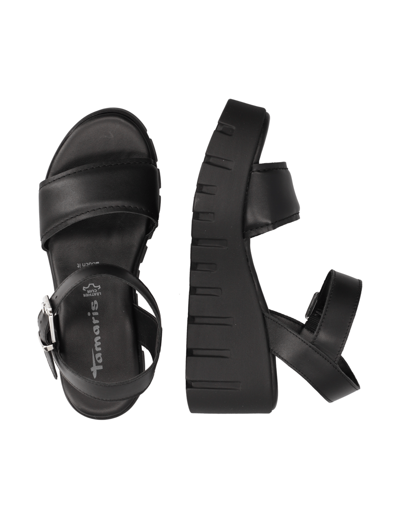 TAMARIS-Glattleder-Keilsandale-grau