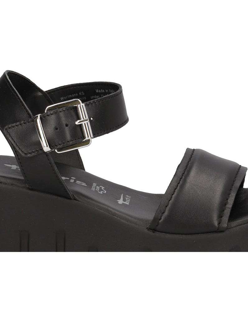 TAMARIS-Glattleder-Keilsandale-grau