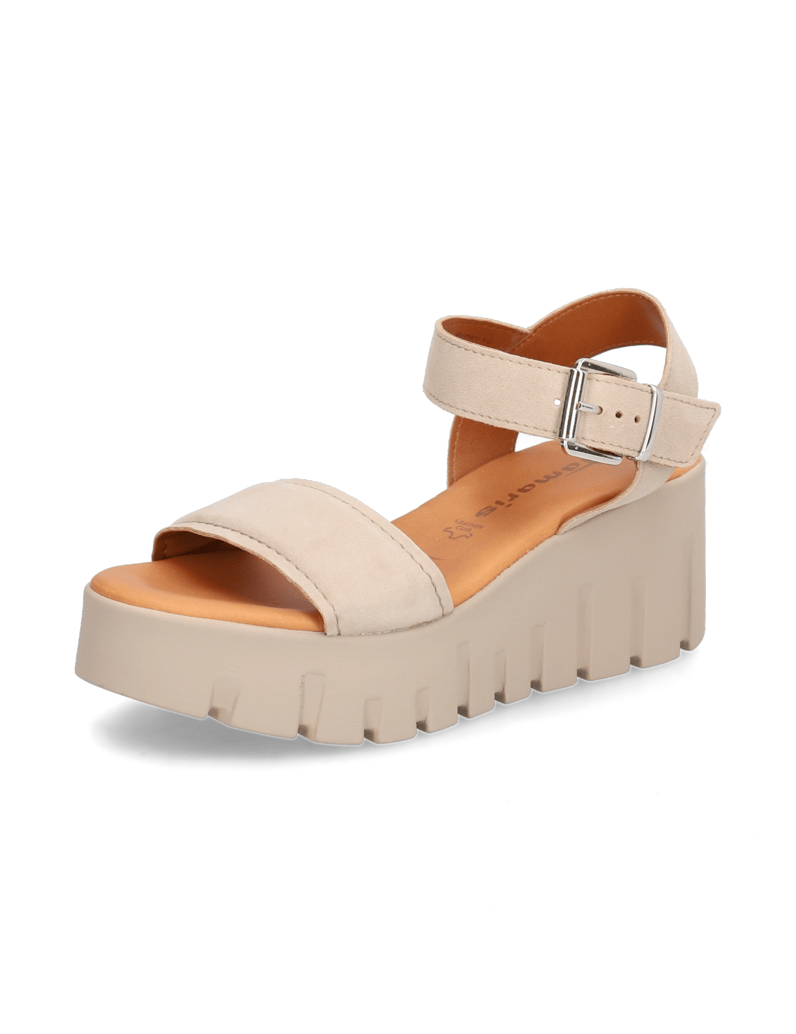 TAMARIS-Veloursleder-Keilsandale-grau