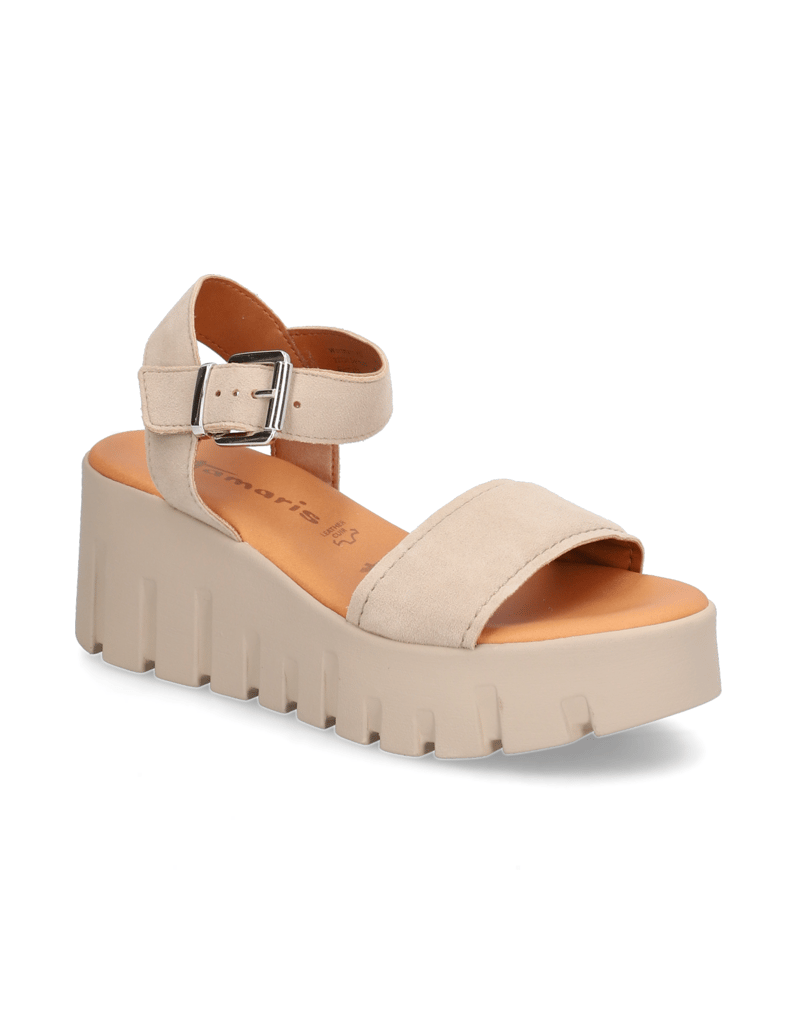 TAMARIS-Veloursleder-Keilsandale-grau