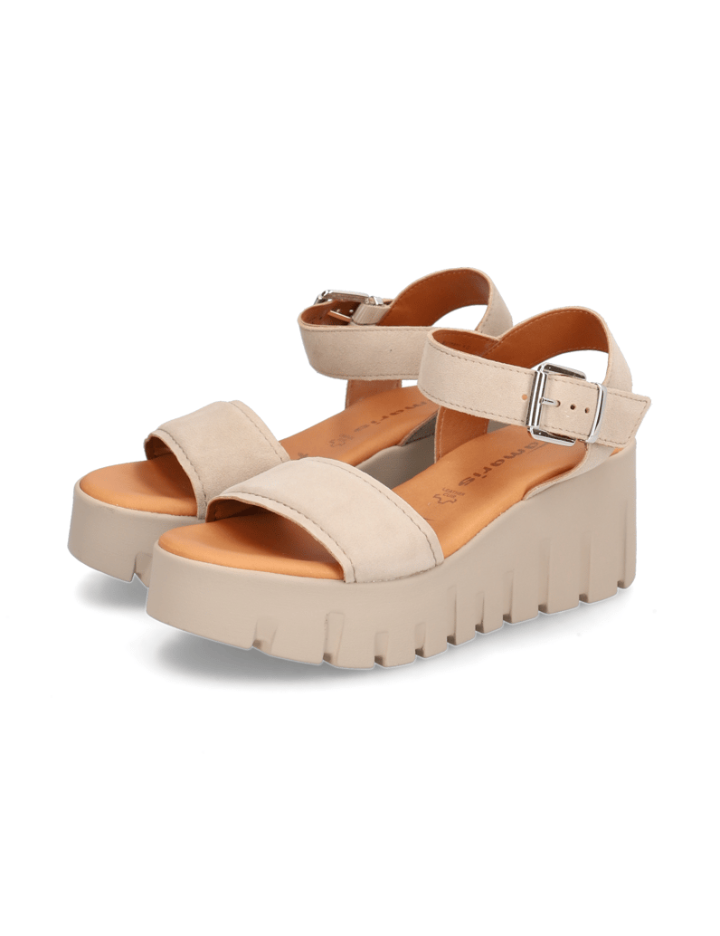 TAMARIS-Veloursleder-Keilsandale-grau