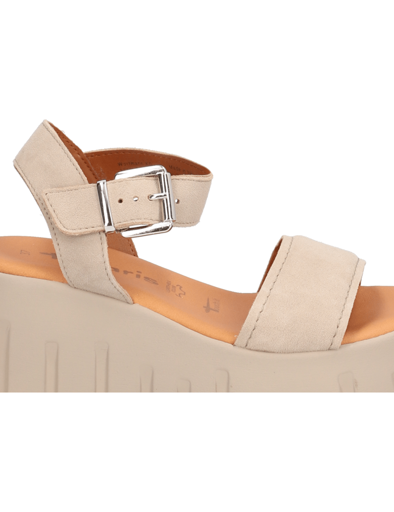 TAMARIS-Veloursleder-Keilsandale-grau