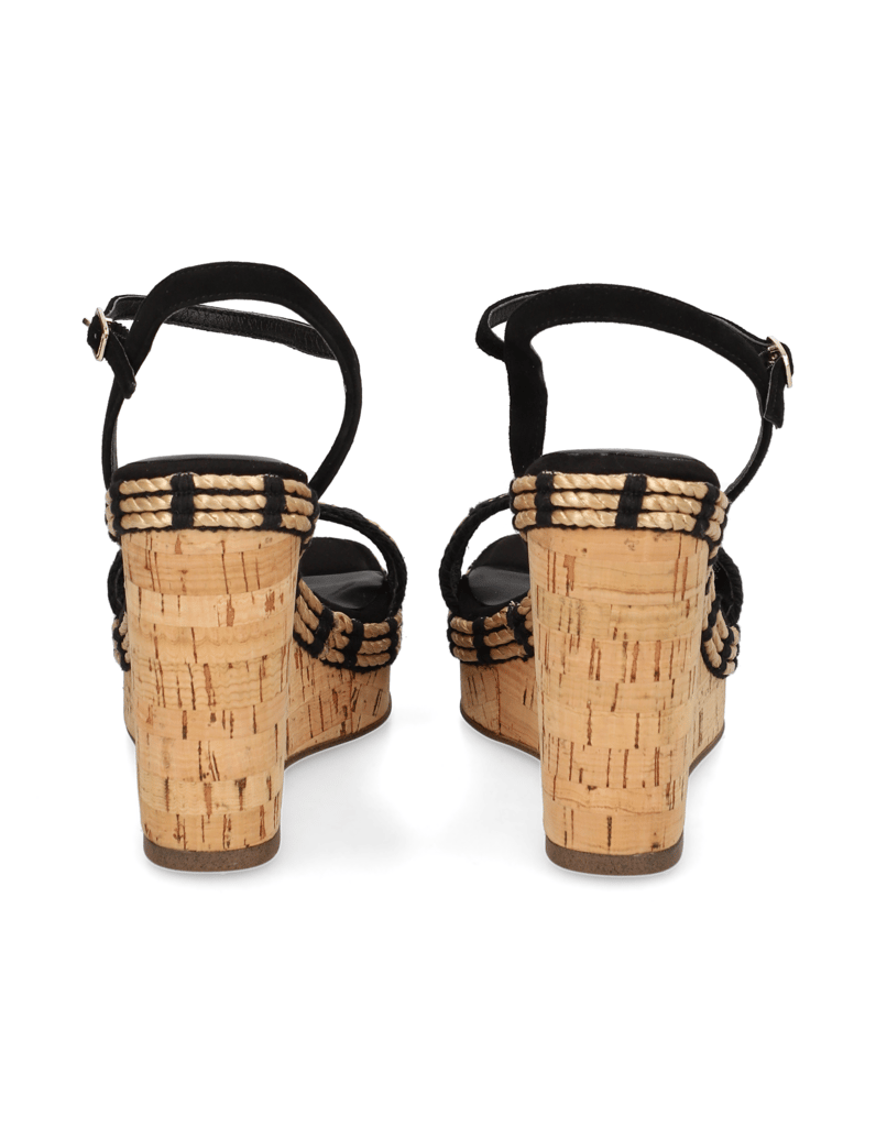 TAMARIS-velur-sandály-na-klínku-černá