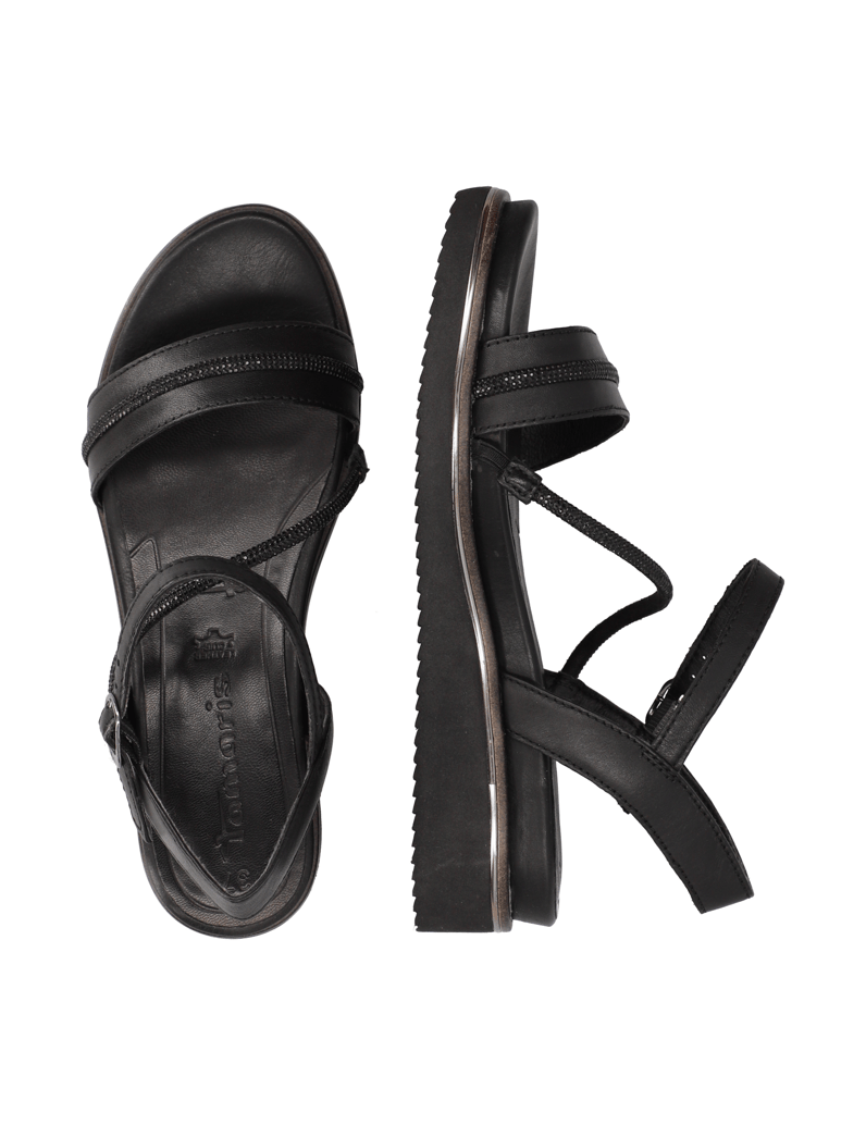 TAMARIS-Glattleder-Sandale-schwarz