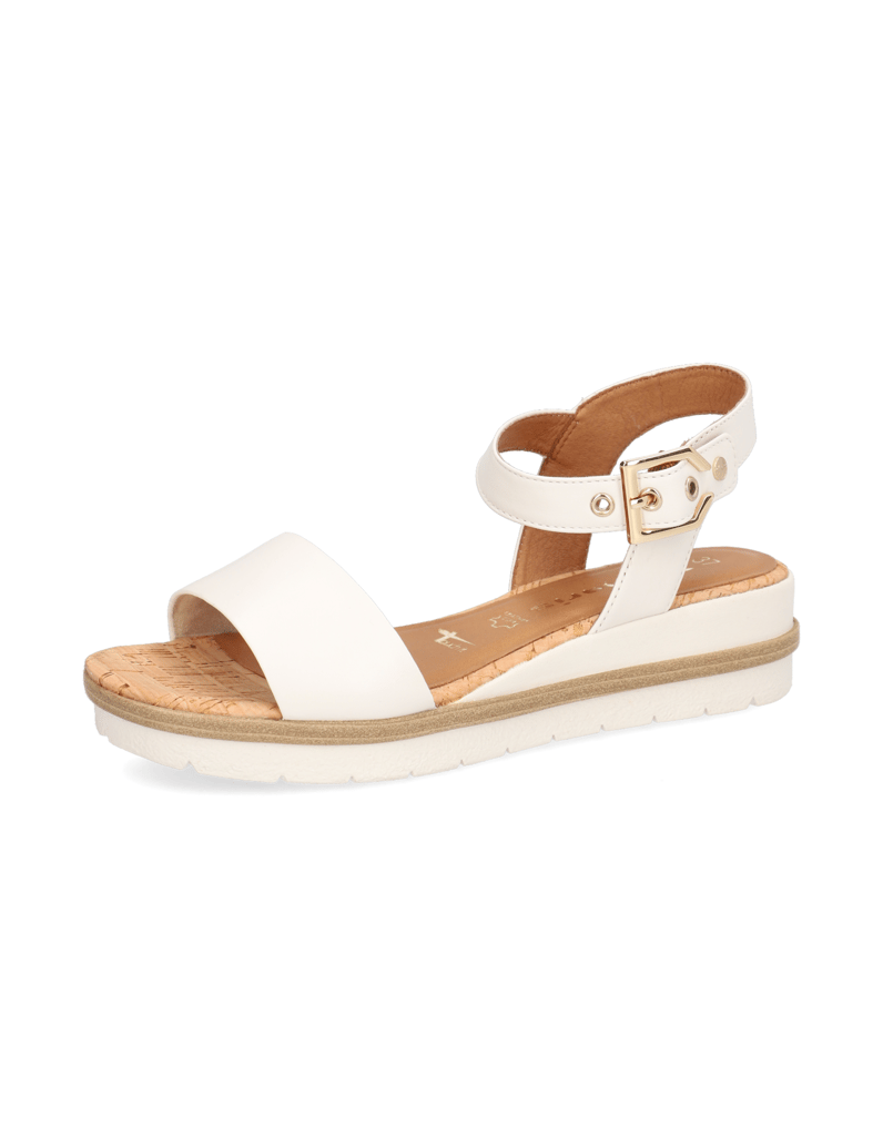 TAMARIS-hladká-kůže-sandály-bílá